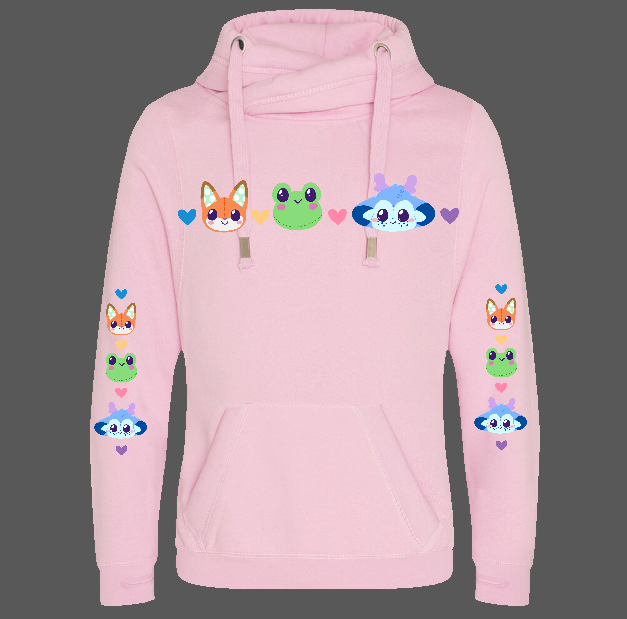 Premium pink hoodie featuring Finley, Skipper and Mynn